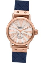 BRERA BWVA34279-BLWV Valentina Contemporary Sparkle 42mm ROSE Gold tone with Real Diamonds Navy Blue Woven pattern rubber strap