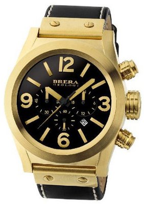 Brera Orologi BRETC4507- Eterno Chronograph (45mm) Rose Gold tone stainless steel case with black dial and black leather strap