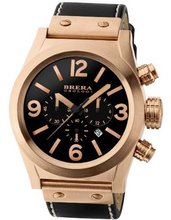 BRERA Orologi BRETC4507 ROSE Gold tone case with black dial and black leather strap. Chronograph
