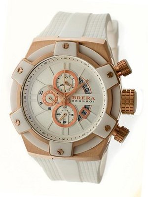 BRERA Supersportivo BRSSC4909 48mm White dial Rose Gold IP with White rubber strap