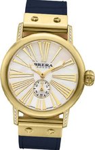 uBrera Orologi BRERA BWVA34276 Valentina Contemporary Sparkle 42mm Gold tone case with Real Diamonds Blue BRAIDED Rubber strap and Signature buckle 