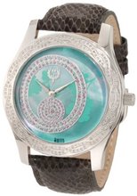 Brillier 03-41626-01 Kalypso Green Dial Puprle Snakeskin