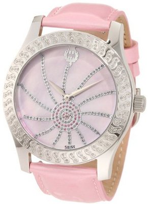 Brillier 03-42327-05 Kalypso Silver-Tone Pink Leather
