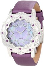 Brillier 10-4C727-07 La Fleur Round Diamonds Purple Amethysts Steel