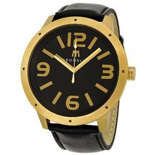 Brooklyn Company De Kalb Black Dial Gold Tone Steel and Black Leather 1950GBG