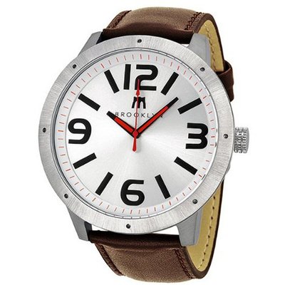 Brooklyn Company De Kalb Silver Dial Brown Leather 1950SSB