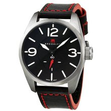 Brooklyn Company Lafayette Black Dial Black Red Accent Leather Swiss Quartz CLA-H