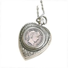 Barber Dime Heart Pendant