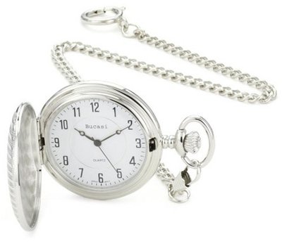 Bucasi PW1020SG Hunting Case Engravable Silver Gold Tone Chain Pocket