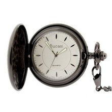 Bucasi PW1040GM Pocket Hunting Case Gunmetal Finish Plus Chain