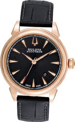 Accutron Gemini Black Dial Black Leather 64B116