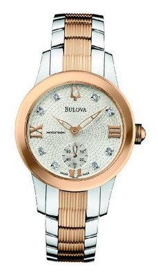 Accutron Masella Silver Diamond Dial Two Tone Stainless Steel Ladies