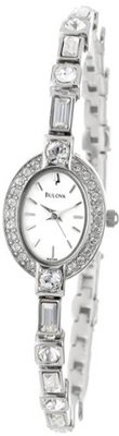 Bulova 96T49 Crystal Pendant and Bracelet Set White Dial