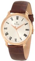 Bulova 97A107 Gold-Tone Stainless Steel with Brown Leather Strap