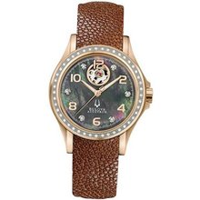 Bulova Accutron Kirkwood Diamond Ladies Brown Stingray Automatic 65R112