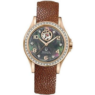 Bulova Accutron Kirkwood Diamond Ladies Brown Stingray Automatic 65R112