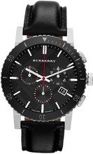 Burberry Black Dial Chronograph Black Leather BU9382