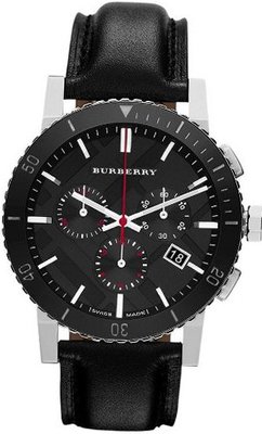 Burberry Black Dial Chronograph Black Leather BU9382