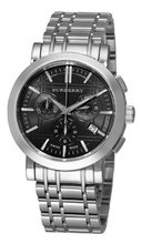 Burberry BU1360 Heritage Silver Tone Stainless Steel Bracelet Dark Grey Dial Chronograph