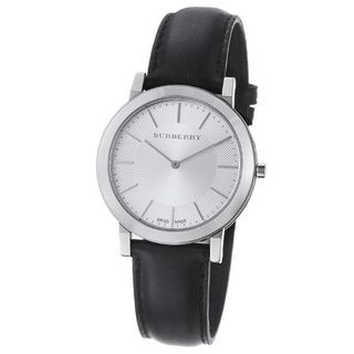 Burberry BU2350 Slim Silver Dial Black Leather Strap Quartz