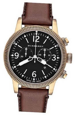 Burberry BU7819 Brown Leather Strap Black Dial Chronograph