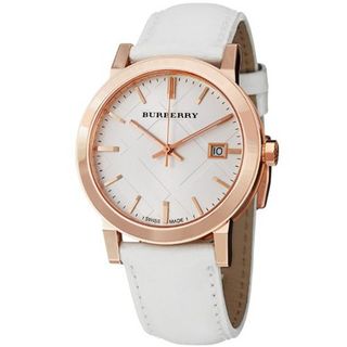 Burberry BU9012 Large Check White Leather Strap