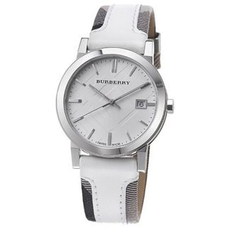 Burberry BU9019 Large Check Leather Strip On Fabric