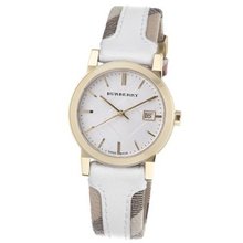 Burberry BU9110 Large Check Leather Strip On Fabric