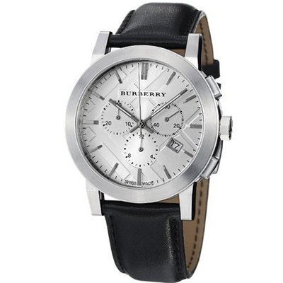 Burberry BU9355 Large Check Black Leather Strap Chronograph