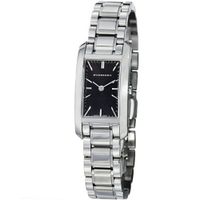 Burberry Check Engraved Rectangle Ladies-small Black Dial Stainless Steel BU9501