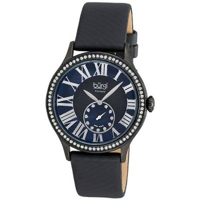 Burgi Black Ion-plated Swiss Quartz Diamond Strap Ladies BUR056BK