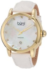 Burgi BU14W Round Swiss Quartz Diamond Date Strap