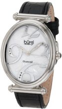 Burgi BU39BK Oval Case Swiss Quartz Diamond Classic Stainless Steel
