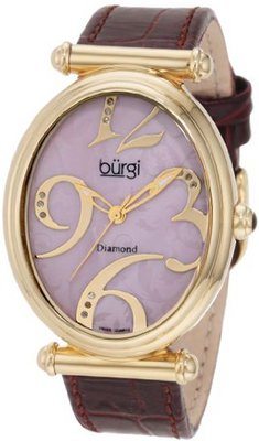 Burgi BU39BUR Oval Case Swiss Quartz Diamond Classic Stainless Steel