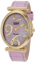 Burgi BU39PK Oval Case Swiss Quartz Diamond Classic Stainless Steel