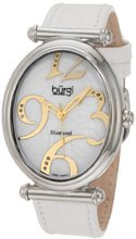 Burgi BU39W Oval Case Swiss Quartz Diamond Classic Stainless Steel