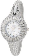 Burgi BU40SS Round Diamond Crystal Silver-tone Bangle Quartz