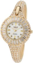 Burgi BU40YG Round Diamond Crystal Gold-tone Bangle Quartz