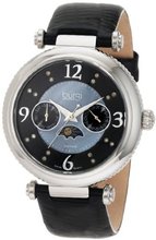 Burgi BU43BK Round Swiss Quartz Diamond Classic Stainless Steel Day Date