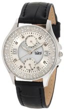 Burgi BU44BK Round Diamond Classic Stainless Steel GMT Date