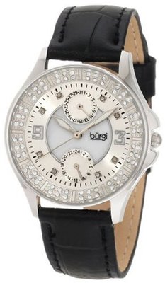 Burgi BU44BK Round Diamond Classic Stainless Steel GMT Date
