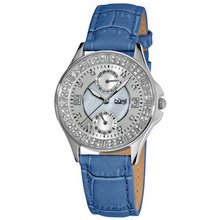 Burgi BU44BU Round Diamond Classic Stainless Steel GMT Date