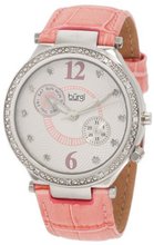 Burgi BU45PK Round Swiss Quartz Diamond Classic Stainless Steel Day Date