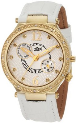 Burgi BU45YG Round Swiss Quartz Diamond Classic Stainless Steel Day Date