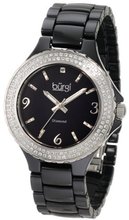 Burgi BU47BK Round Swiss Quartz Diamond Ceramic Mother of Pearl Quartz