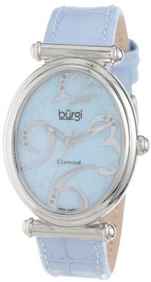 Burgi BUR039BU Swiss Quartz Stainless Steel Floral Strap