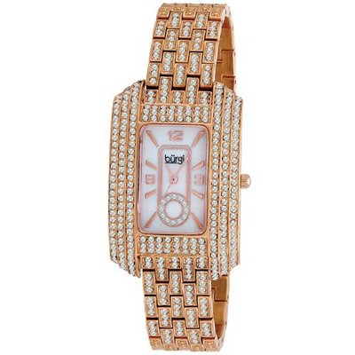 Burgi BUR053RG Rectangular Crystal Quartz Bracelet