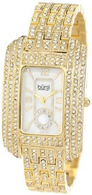 Burgi BUR053YG Rectangular Crystal Quartz Bracelet