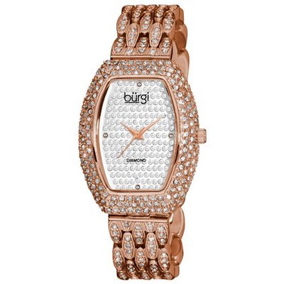 Burgi BUR059RG Tonneau Diamond & Crystal