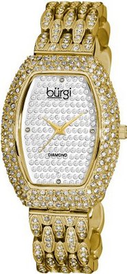 Burgi BUR059YG Tonneau Diamond Crystal Quartz Bracelet